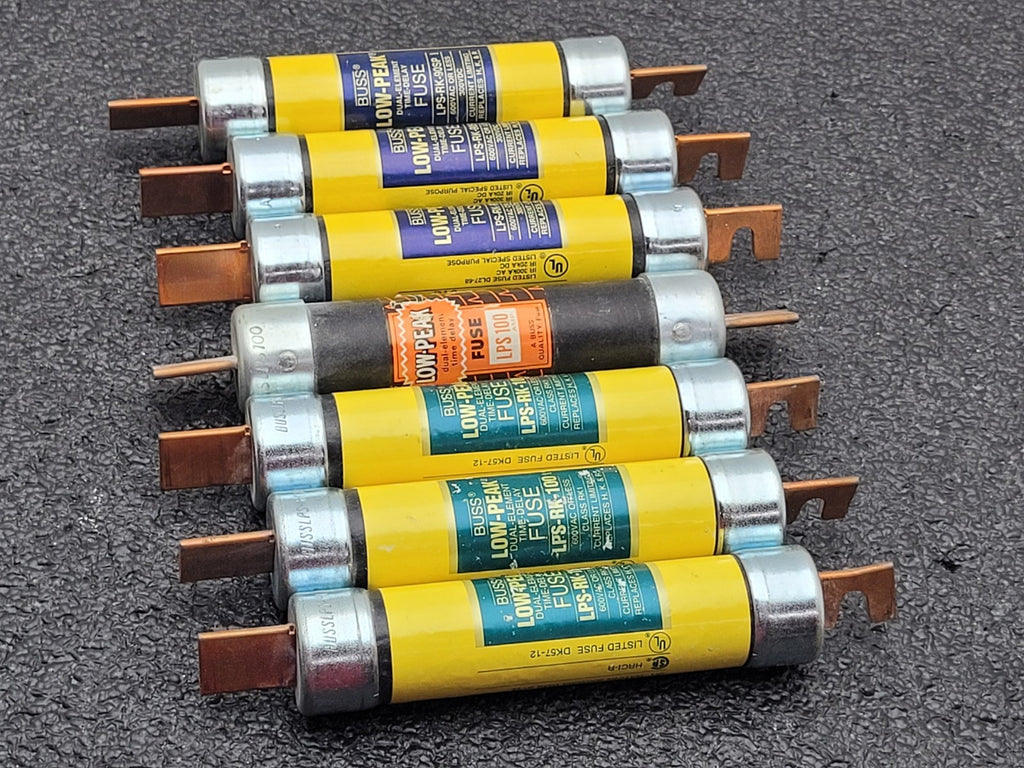 Lot of 7 Bussmann Low Peak LPS-RK- 90 ,LPS-RK-100 Fuses.