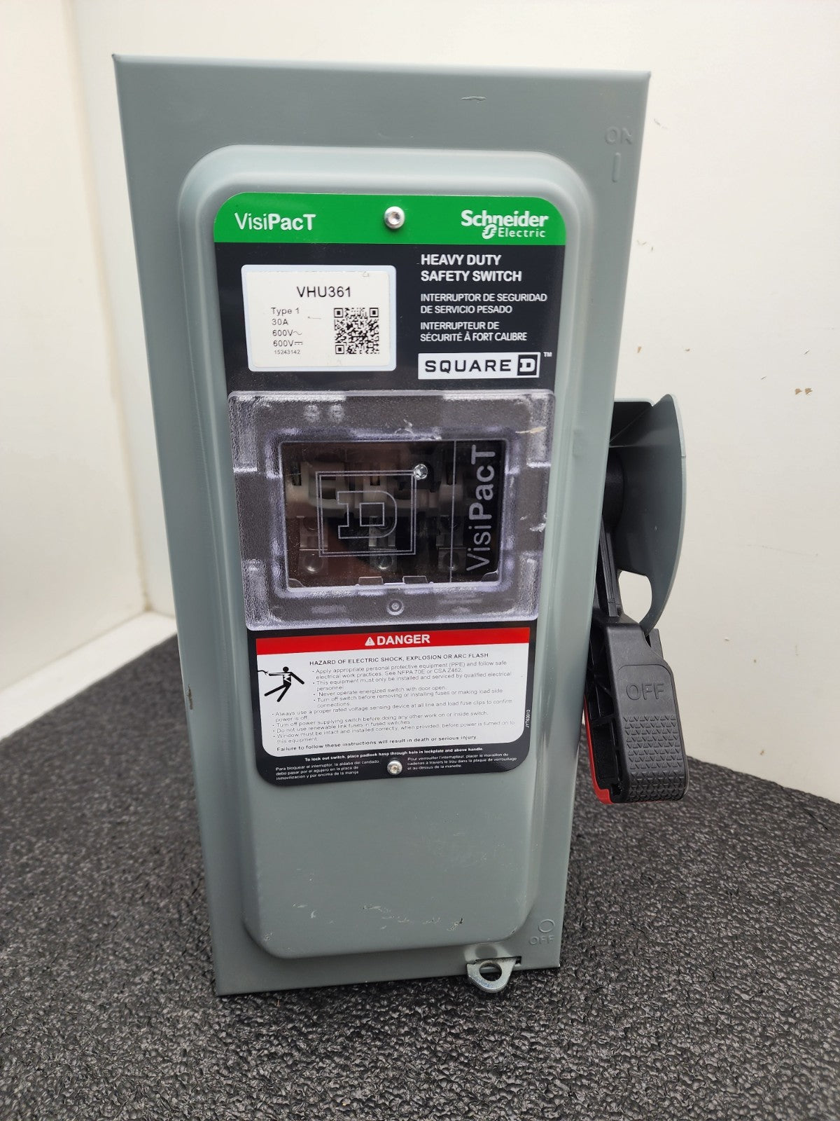 Schneider Electric VHU361 30A 600V Heavy Duty Safety Switch VisiPacT Square D