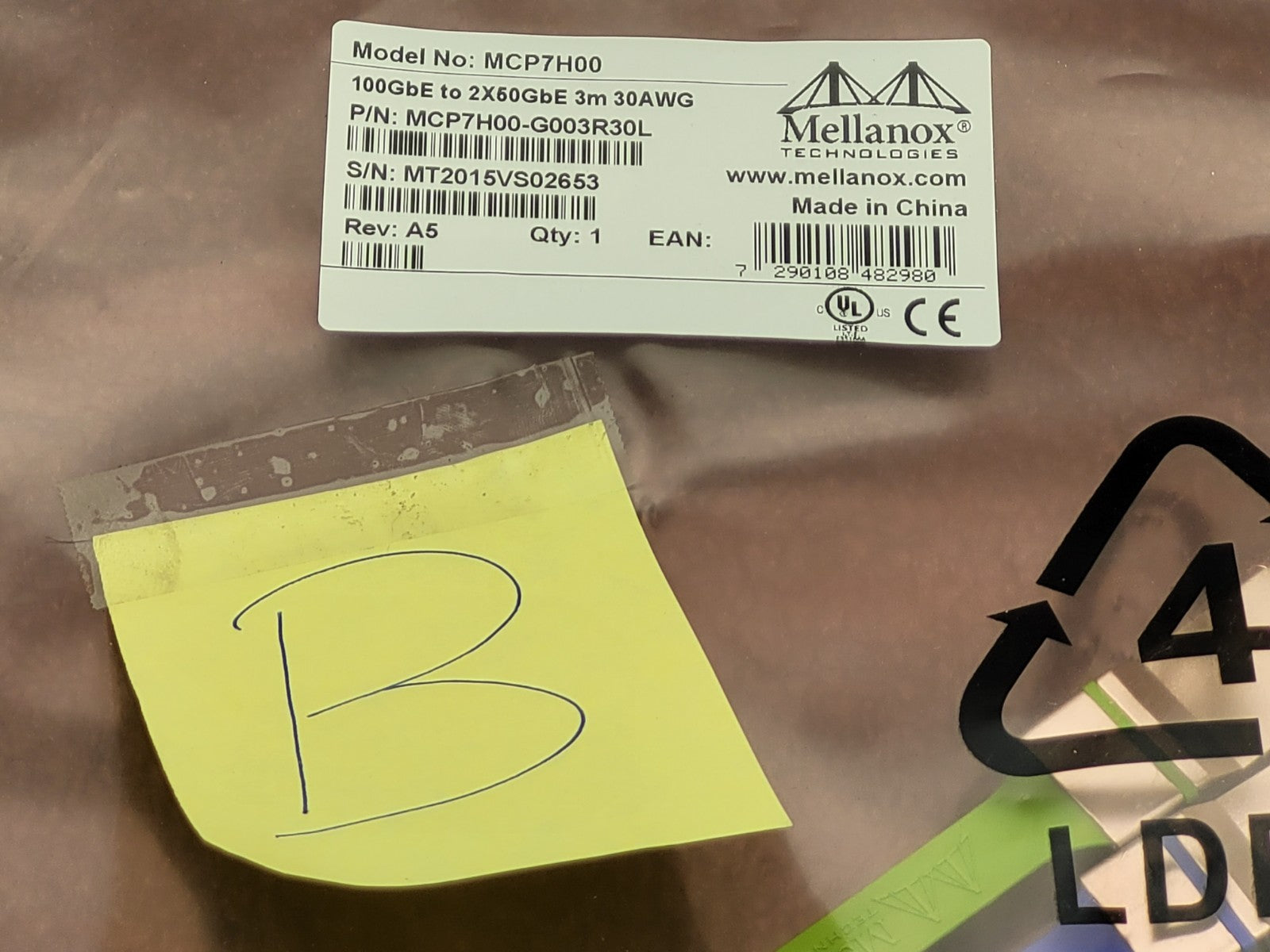 MELLANOX MCP7H00-G003R30L HYBRID Cable ETH 100GbE to  2X50GbE 3m 30AWG [B]