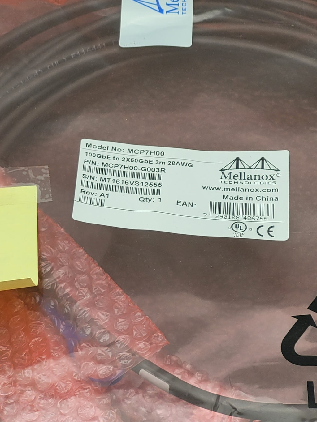 MELLANOX MCP7H00-G003R  HYBRID Cable ETH 100GbE TO 2X50GbE 3M 28AWG [C]