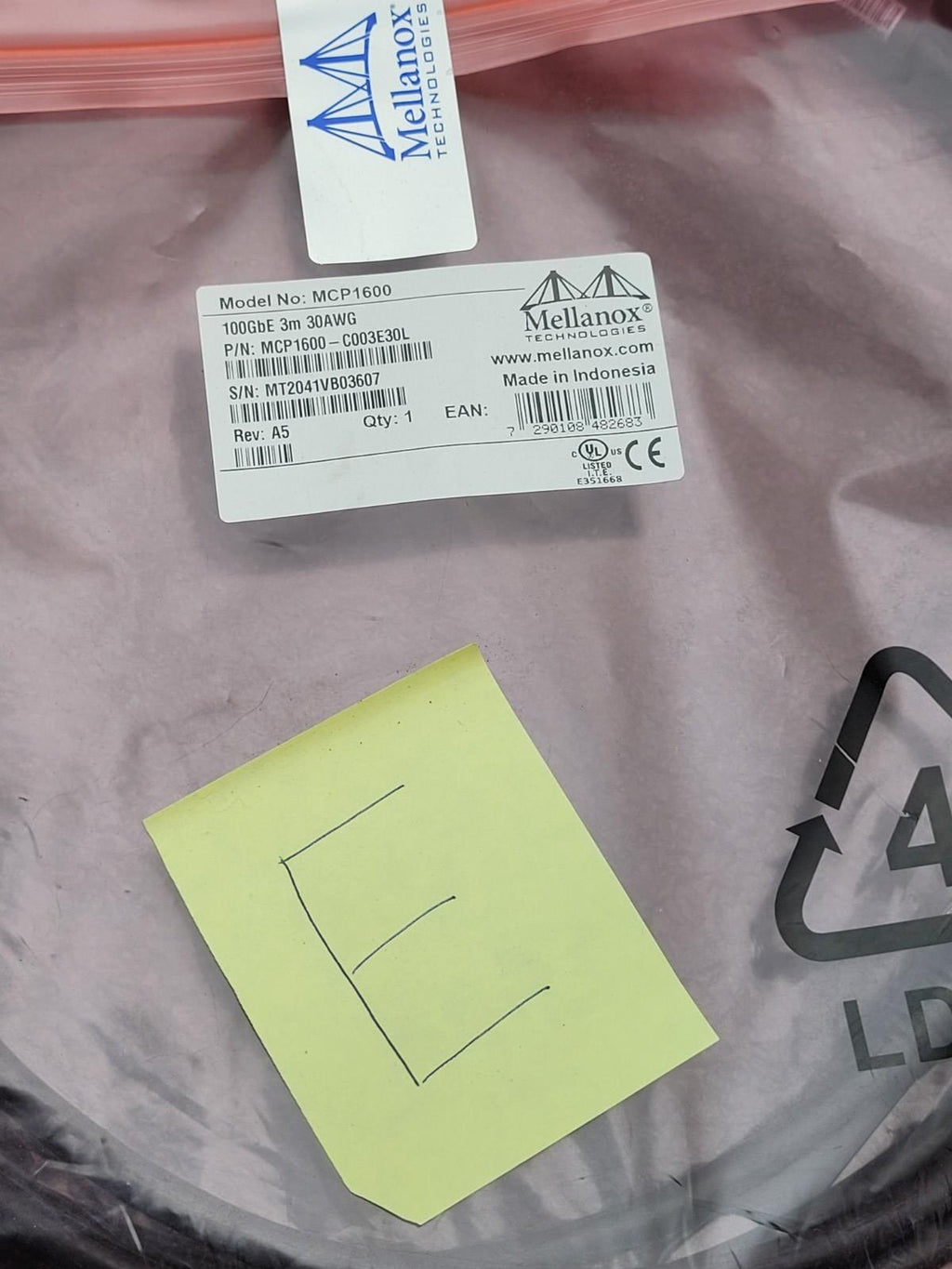 Mellanox 100GbE  3M 30AWG Direct Attach Copper Cable MCP1600-C003E30L [E].