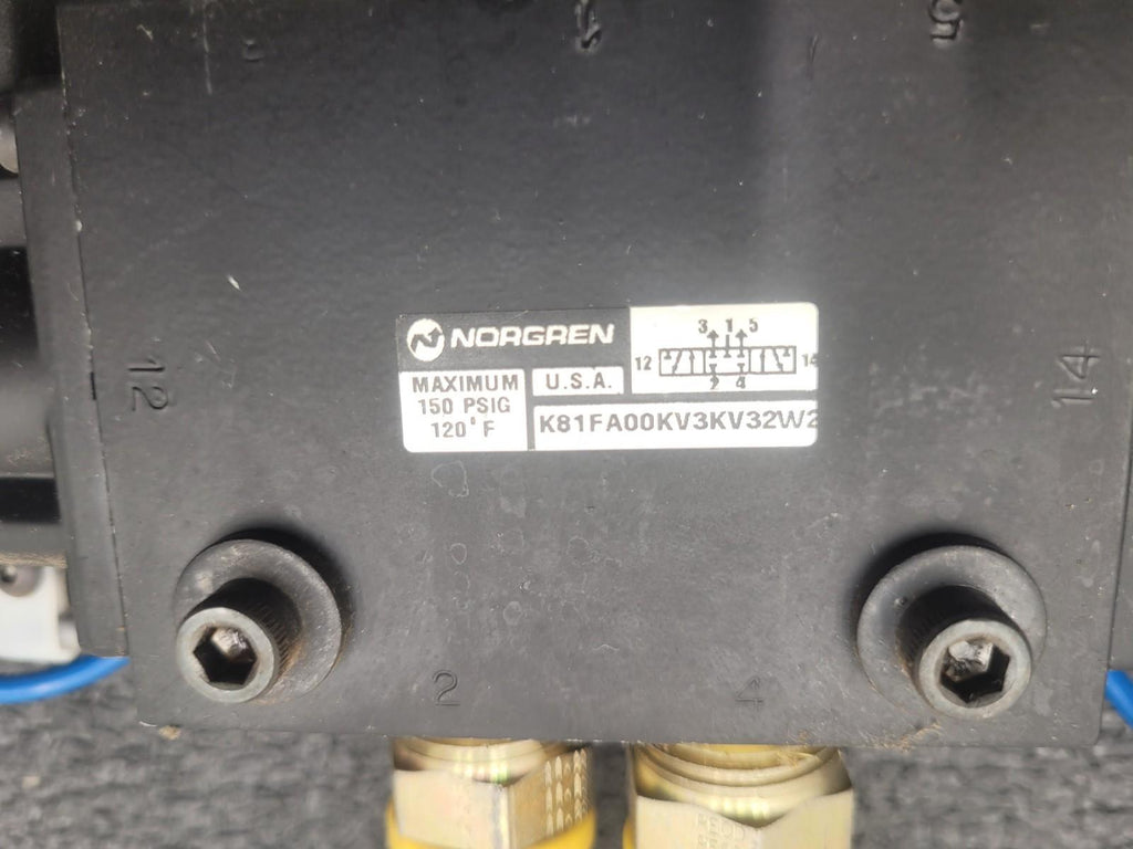 2x NORGREN  K81FA00KV3KV32W2 24VDC Dual Soleoid Valve 150 PSIG w/ 2 Regulators