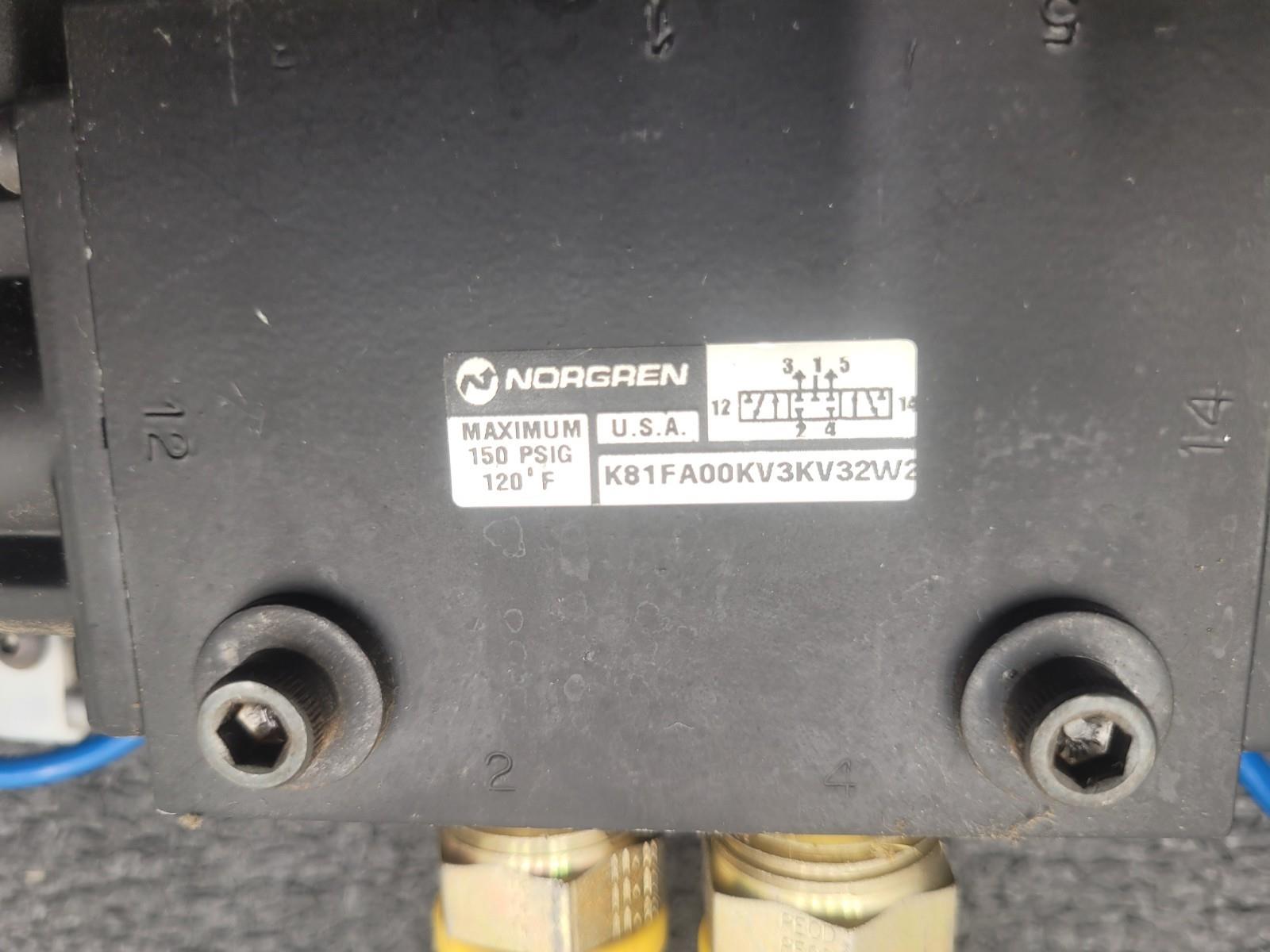 2x NORGREN  K81FA00KV3KV32W2 24VDC Dual Soleoid Valve 150 PSIG w/ 2 Regulators