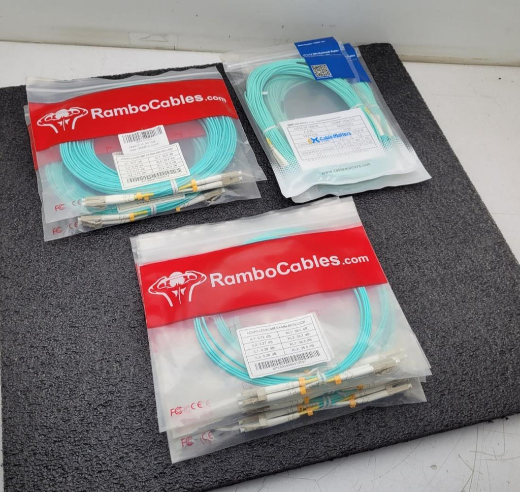 Lot of 9x OM4 LC LC DX 15M Fiber Optic Assy Patch Cable 50ft LC/LC MM DX