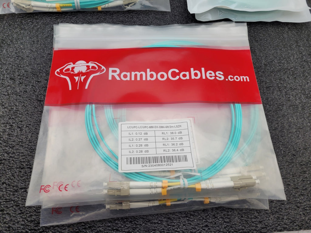 Lot of 9x OM4 LC LC DX 15M Fiber Optic Assy Patch Cable 50ft LC/LC MM DX