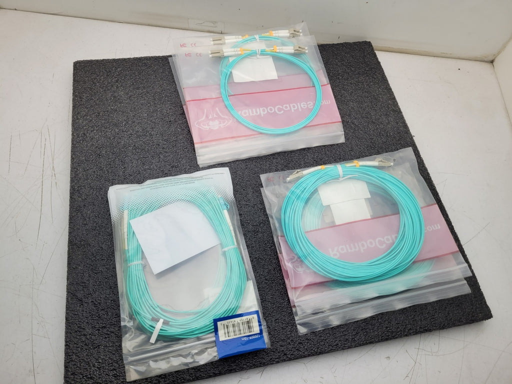Lot of 9x OM4 LC LC DX 15M Fiber Optic Assy Patch Cable 50ft LC/LC MM DX