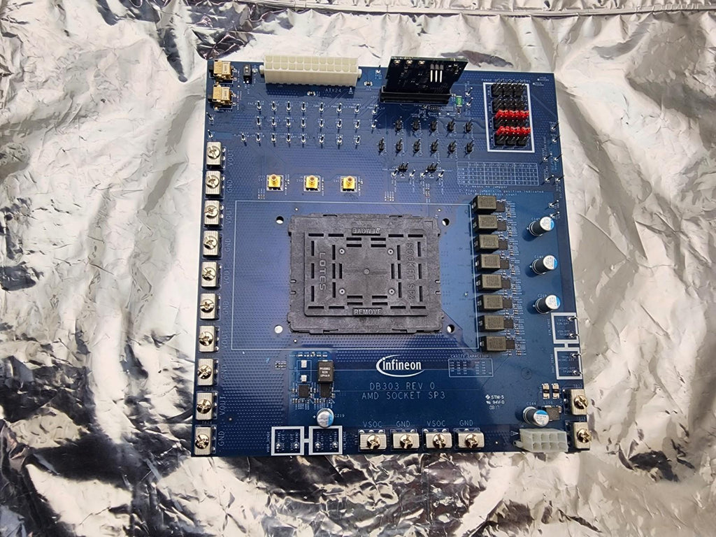 Infineon DB303 Rev 0 AMD Socket SP3 Development Board, needs a couple parts.