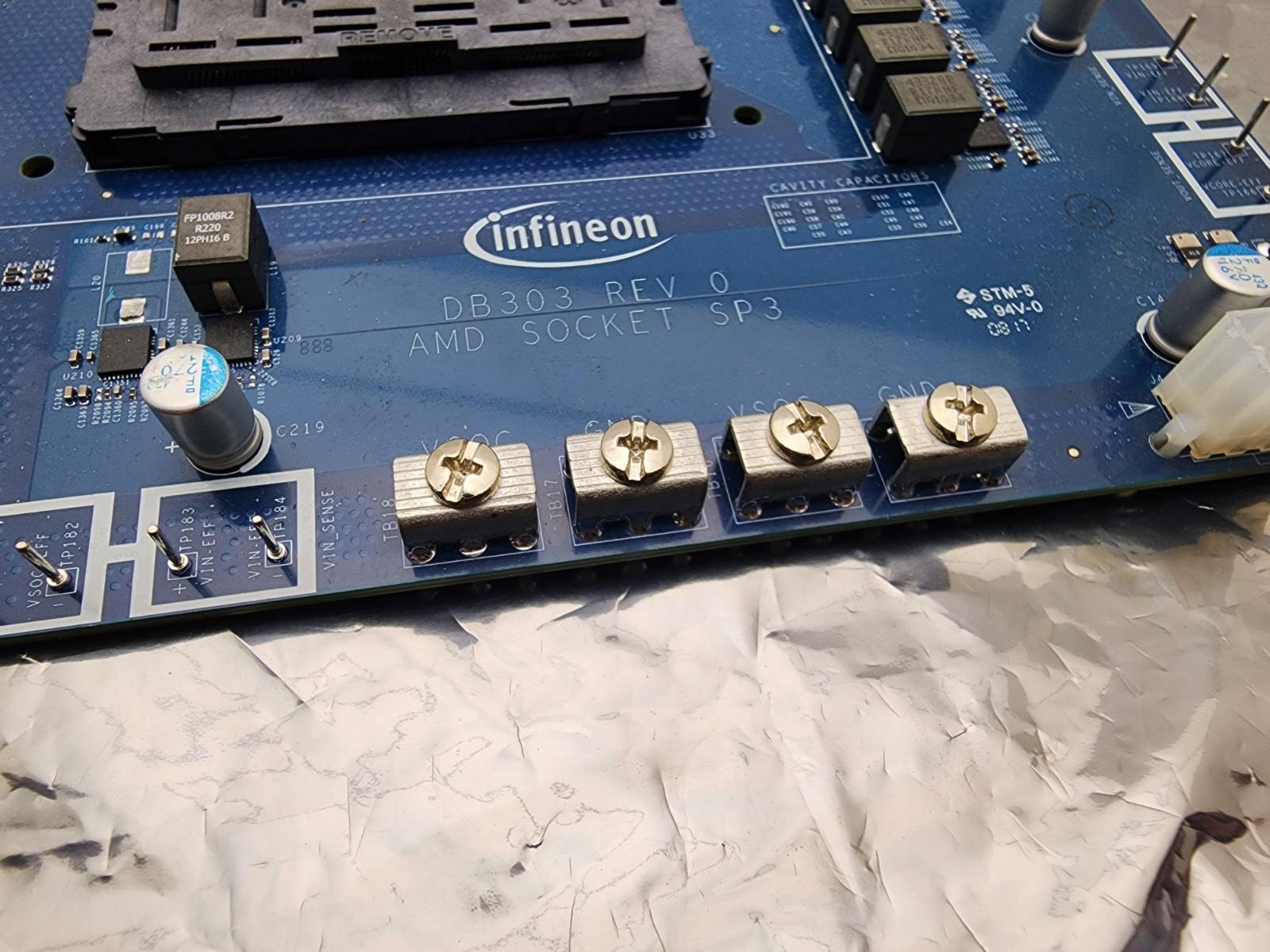 Infineon DB303 Rev 0 AMD Socket SP3 Development Board, needs a couple parts.