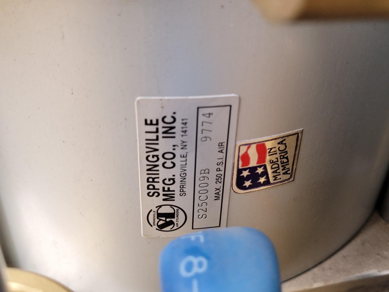 Springville Pneumatic Pancake Air Cylinder S25C009B 250PSI 0-3" Stroke 7" Bore