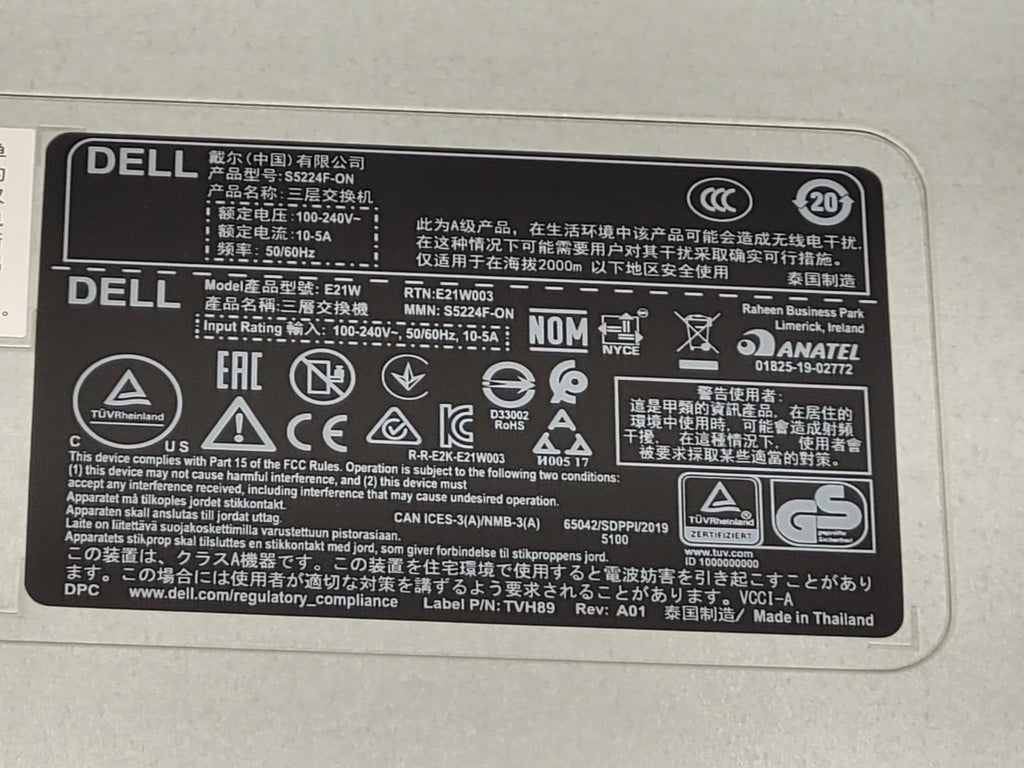 Dell PowerSwitch S5224F-ON 24-Port 25GbE SFP+ 4x100GbE QSFP+ Network Switch