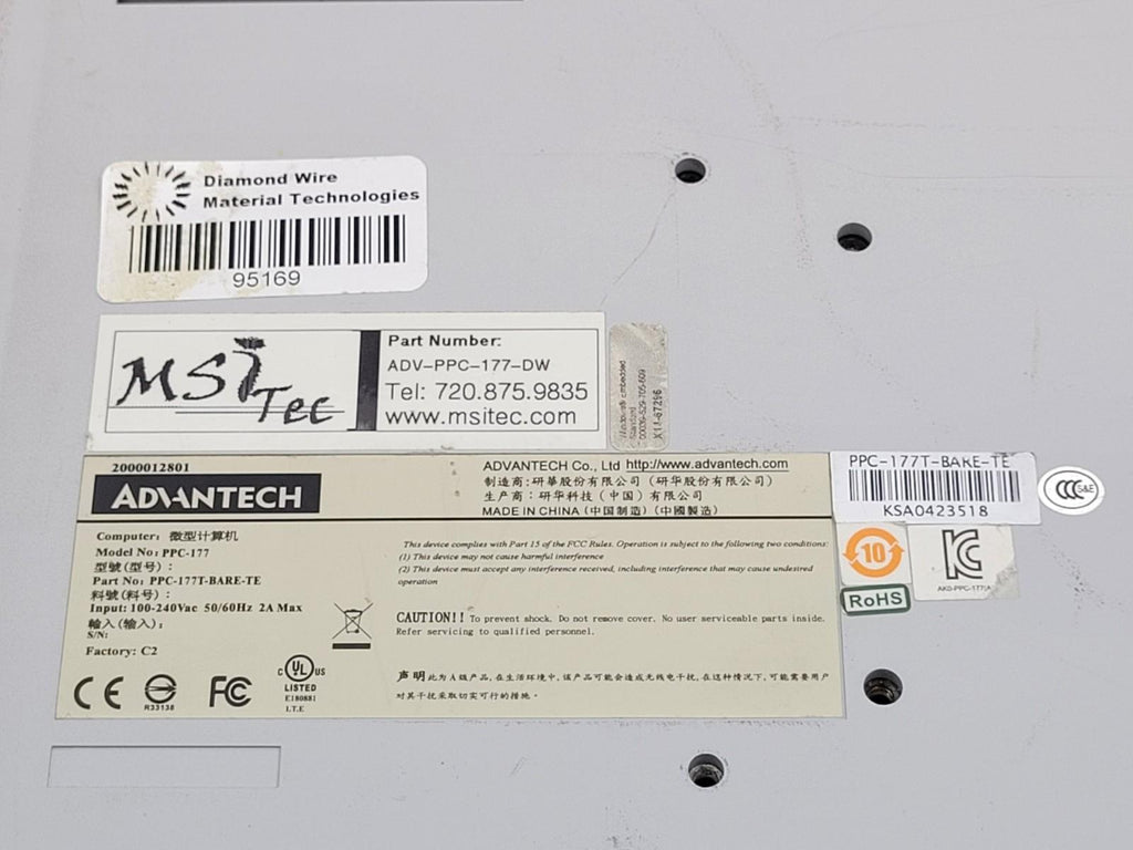 Advantech PPC-177T-BARE-TE Color TFT LCD Operator Touch Panel HMI 17" Screen I.