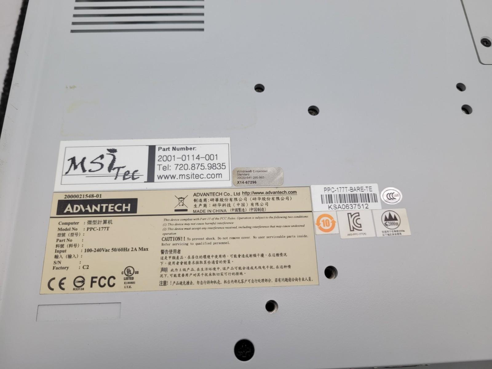 Advantech PPC-177T-BARE-TE Color TFT LCD Operator Touch Panel HMI 17" Screen J.