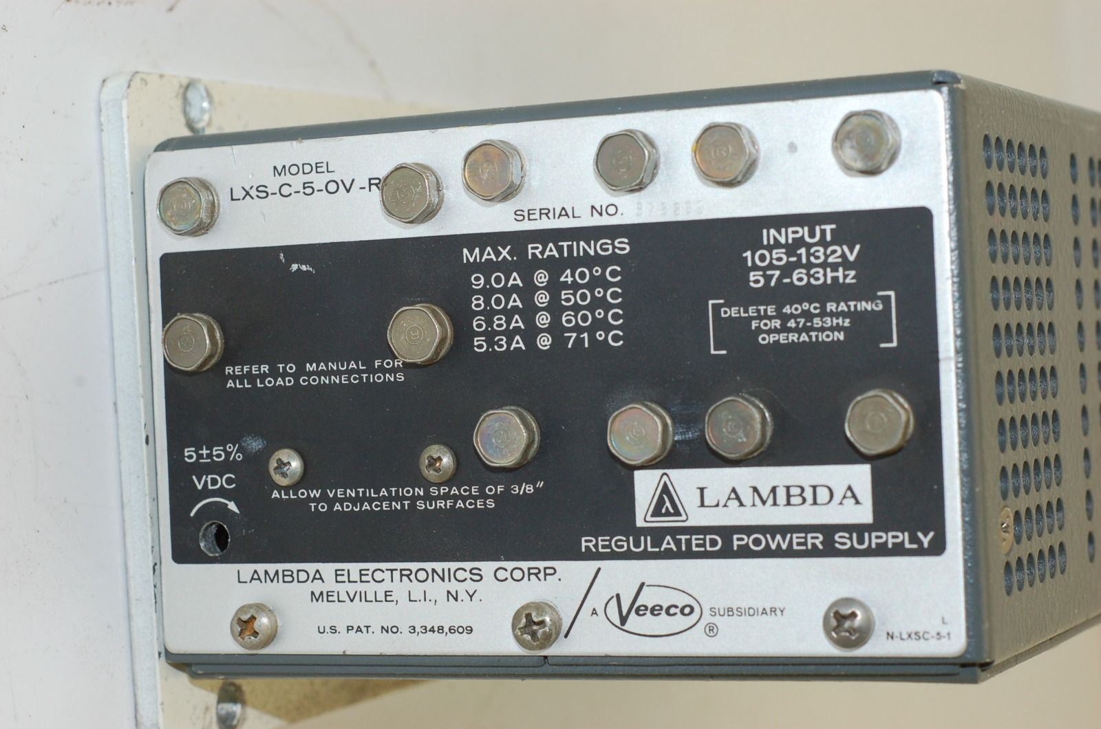 Lambda 5V Power Supply, LXS-CS-5-OV-R, 105-132VAC Input