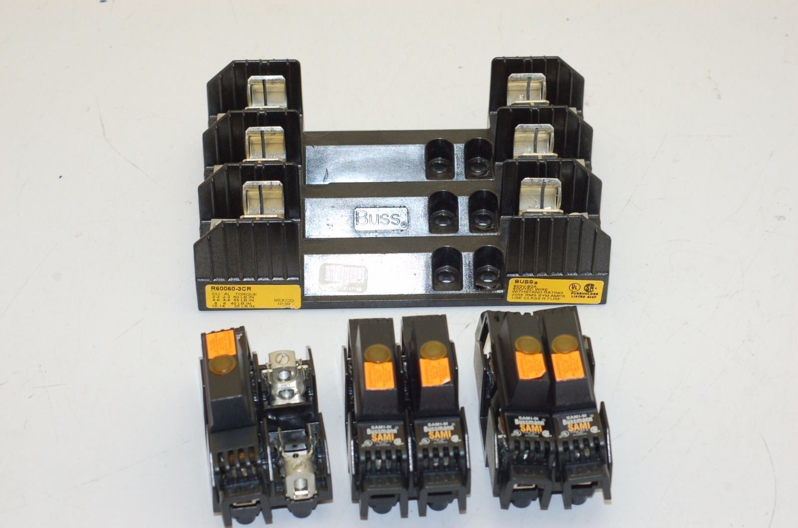 Bussman R60060-3CR, Marathon R30A2B Fuse Holders, SAMI-9I Covers - Lot of 4