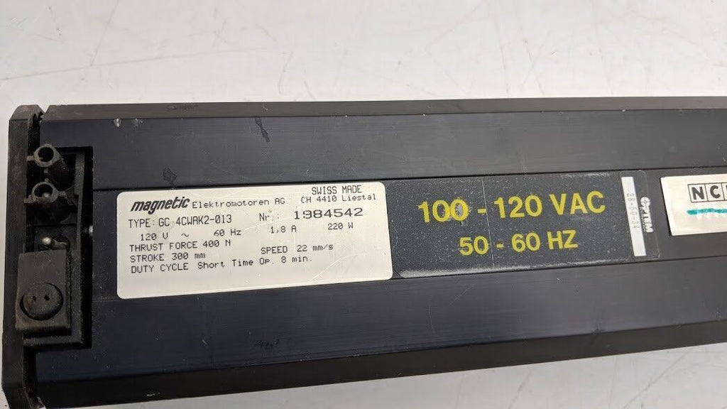 Magnetic AG Electric linear Actuator GC 4CWAK2-013 120VAC 1.8A 300mm Stroke 400N
