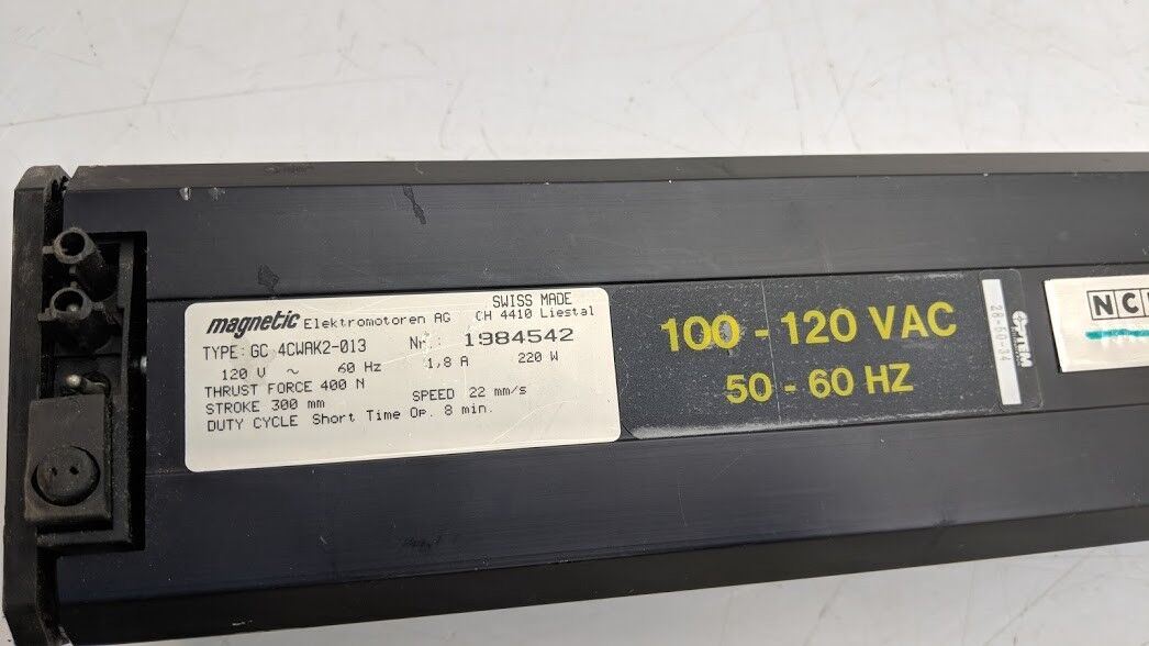 Magnetic AG Electric linear Actuator GC 4CWAK2-013 120VAC 1.8A 300mm Stroke 400N