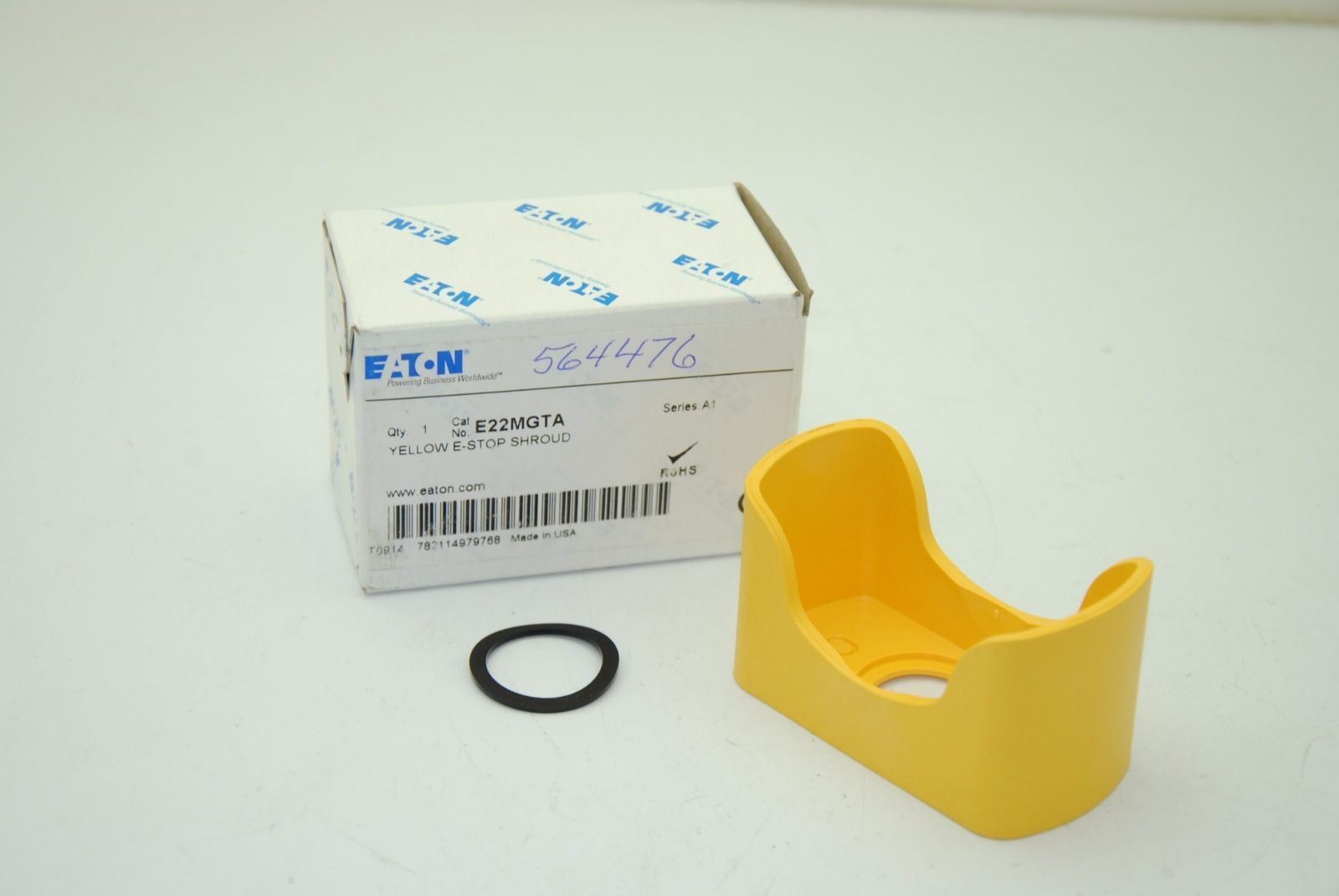 Eaton E22MGTA E-Stop Shroud, Yellow, Rectangle, for 22mm Switch - NEW