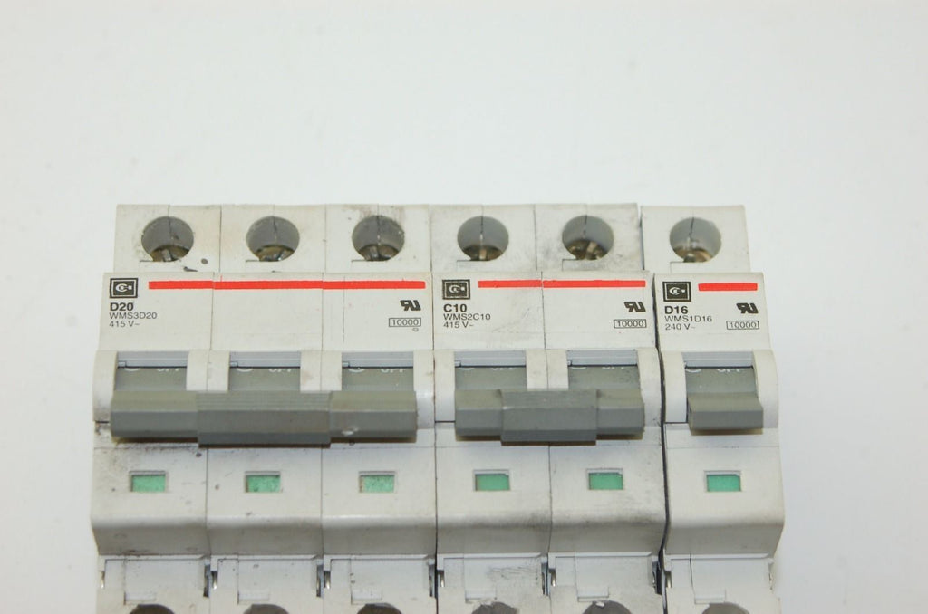 Cutler Hammer Circuit Breakers: WMS3D20 20A, WMS2C10 10A & WMS1D16 16A