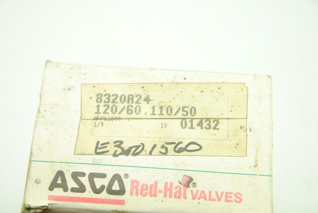 ASCO Red-Hat 8320A24 Solenoid Valve, 1/4", 110/120VAC, 50/60Hz - NEW