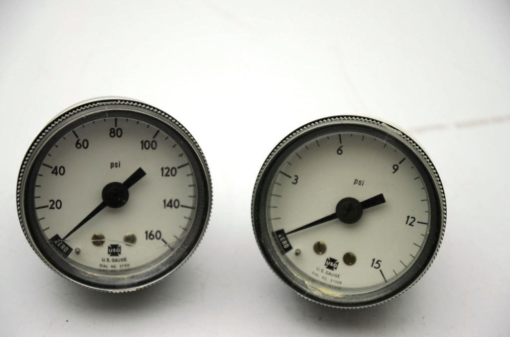 USG Ametek Gauges: 0-15 PSI, 0-160 PSI - Lot of 2