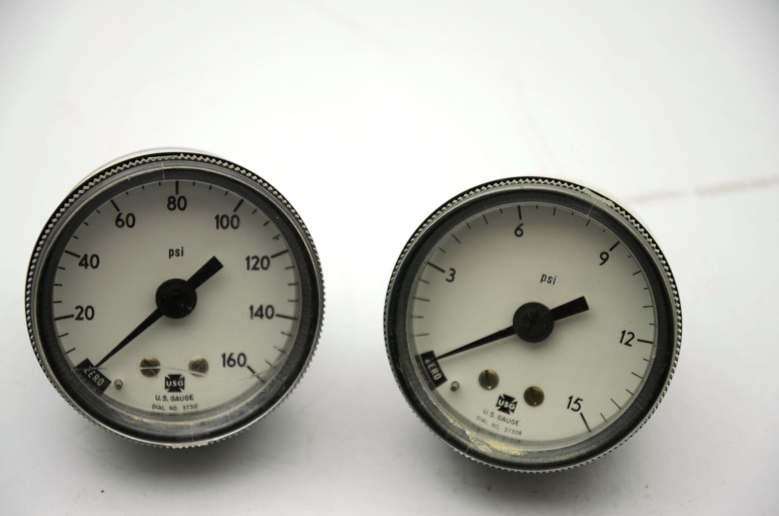 USG Ametek Gauges: 0-15 PSI, 0-160 PSI - Lot of 2