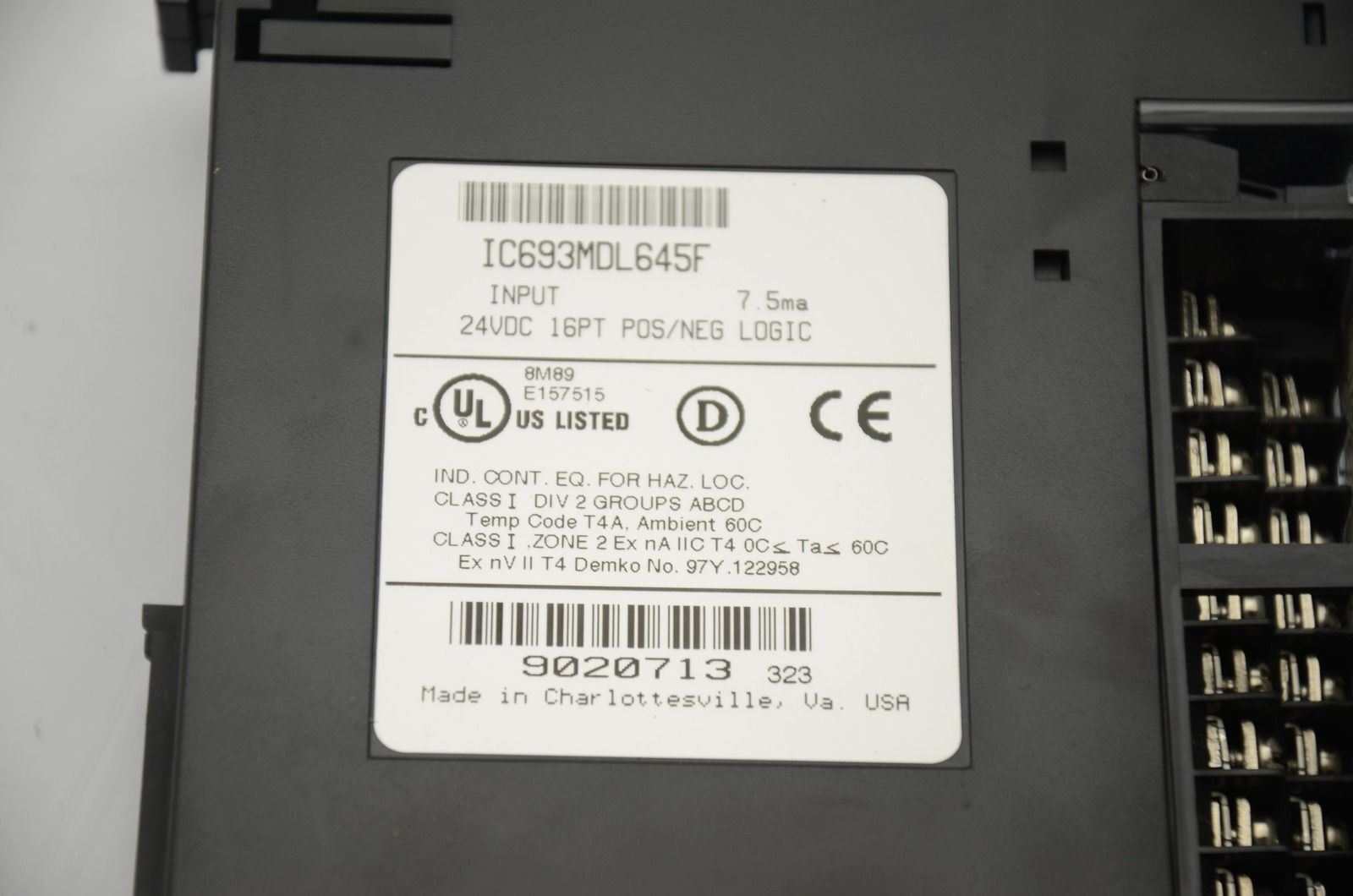 GE Fanuc IC693MDL645F 24VDC Input Module, 16PT