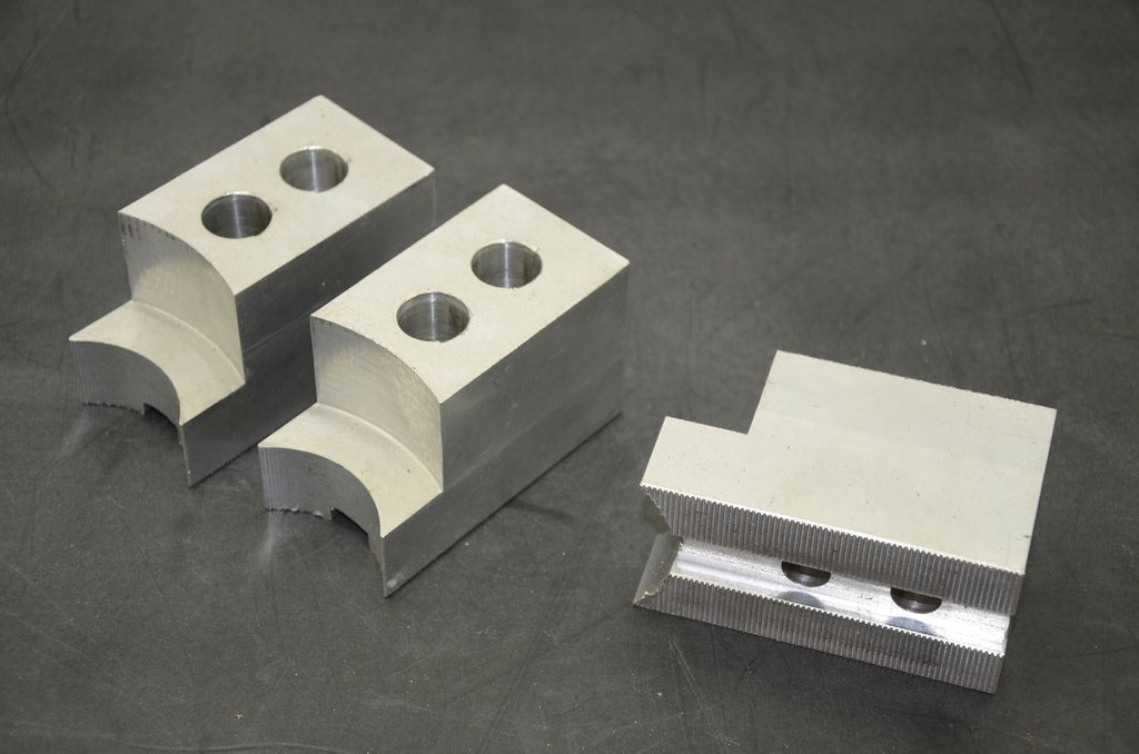 Serrated Soft Chuck Jaws, 4" x 2" x 2-7/16", Aluminum, Set of 3 (J15)