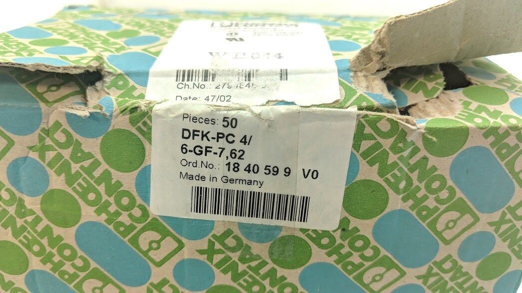 Phoenix Contact DFK-PC 4/ 6-GF-7 62 - 1840599 Terminal Block, 50cnt - NEW in box