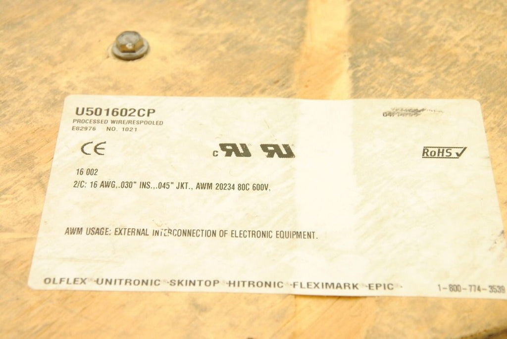 Lapp U501602CP 16AWG 2-Conductor Foil-Braid Shield, 600V, 200Ft. Partial Roll