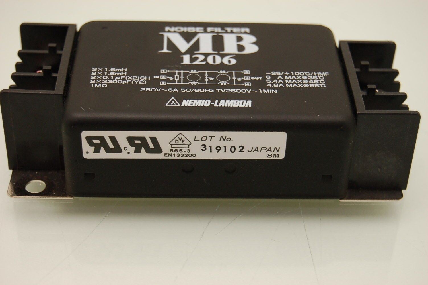 NEMIC-LAMBDA MB 1206 Noise Filter 250V 50/60Hz TV2500V
