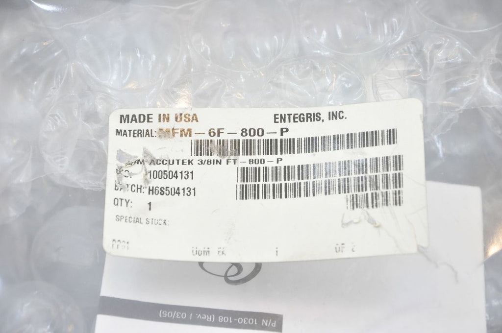 Entegris MFM-6F-5000-P Accutek Flowmeter 800cc/min Flow Range