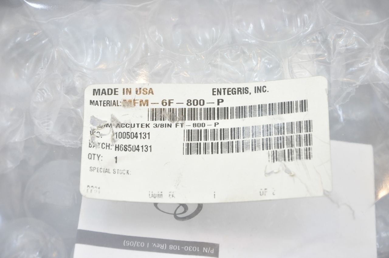Entegris MFM-6F-5000-P Accutek Flowmeter 800cc/min Flow Range