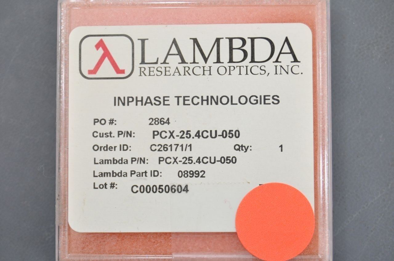 Lambda PCX-25.4CU-050 Spherical Lens For Ultraviolet 1 Inch Diameter