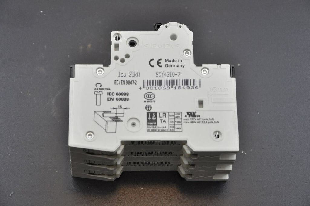 Siemens Circuit Breaker 5SY43 MCB C10 10A Lot Of 4