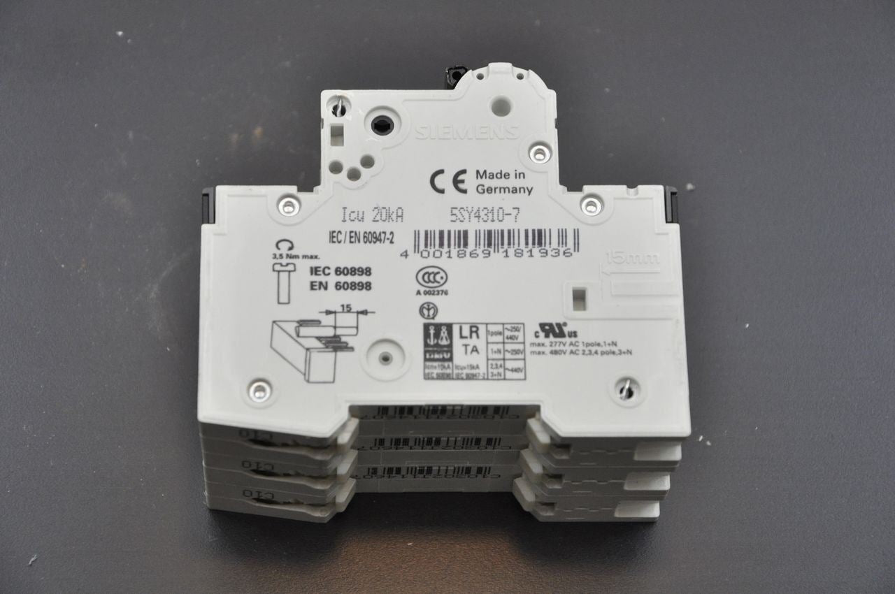 Siemens Circuit Breaker 5SY43 MCB C10 10A Lot Of 4