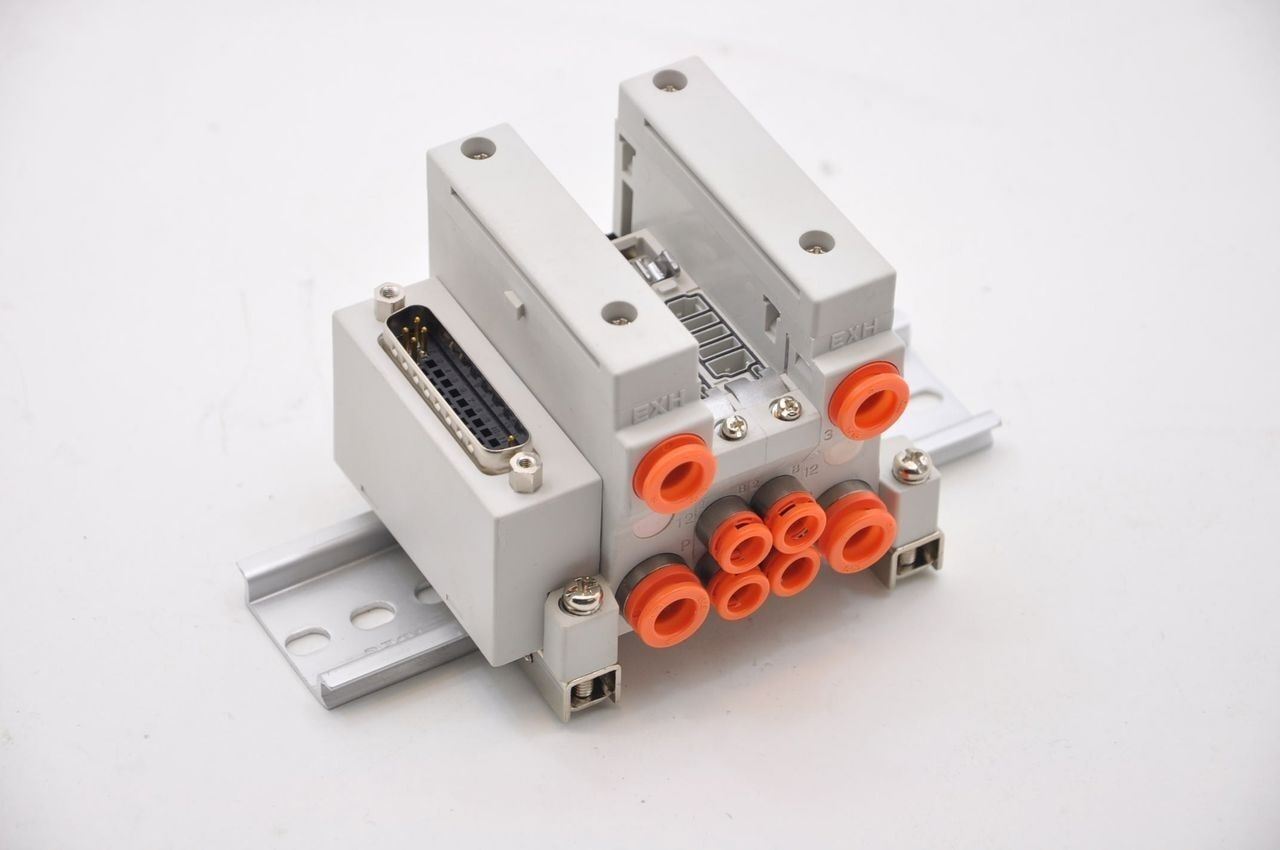 SMC EXH 2 Position Pneumatic Valve Air Manifold DIN Rail Mount NEW