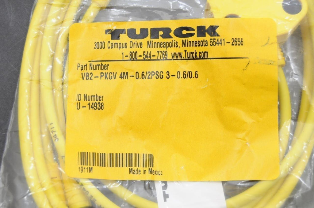 Turck VB2-PKGV 4M-0.6/2PSG 3-0.6/0.6 Twin Junction Cable Lot Of 3, NEW
