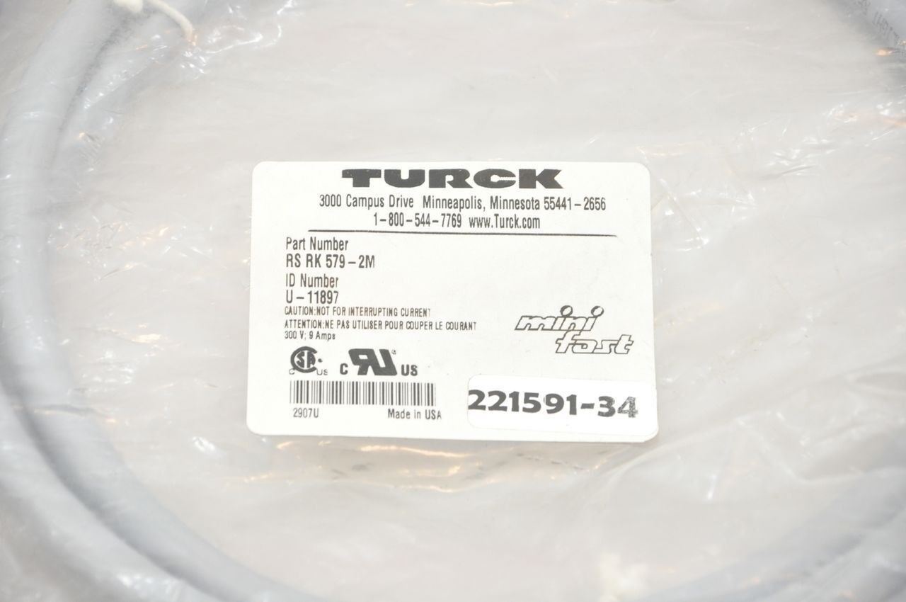 Turck U11897 RS RK 579-2M Mini Fast Cable 5 Pin Male/Female NEW