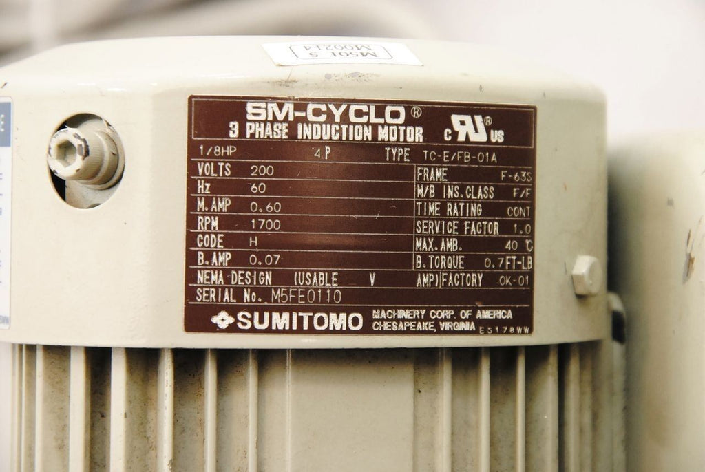 SM-CYCLO TC-E/FB-01A Induction Motor / Brake and 40:1 Ratio Gearhead