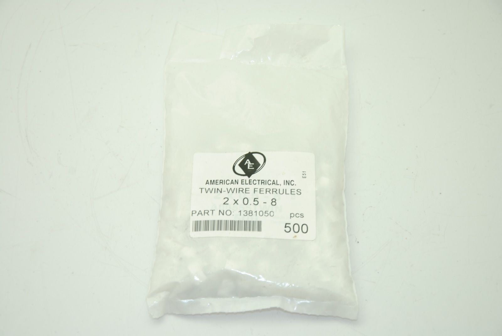 American Electrical 1381050, Twin-Wire Ferrules, 2 x 0.5-8, 500 Pieces