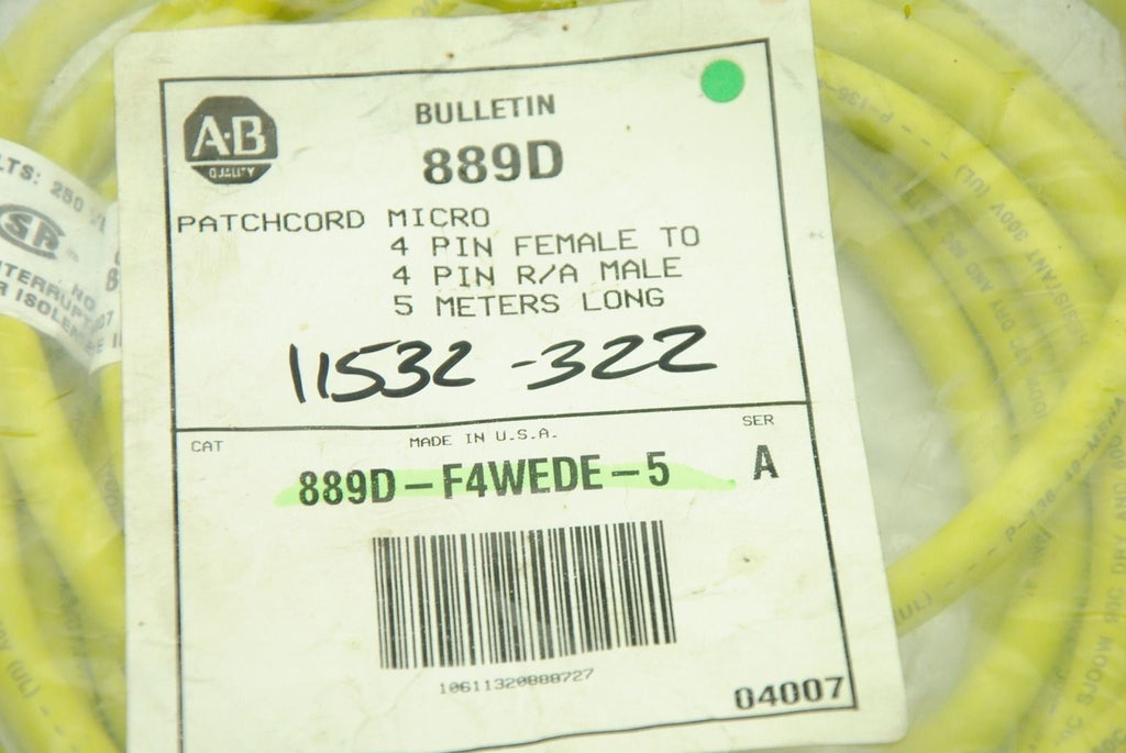 ALLEN BRADLEY 889D-F4WEDE-5 Ser A, Patchcord, 5M, New