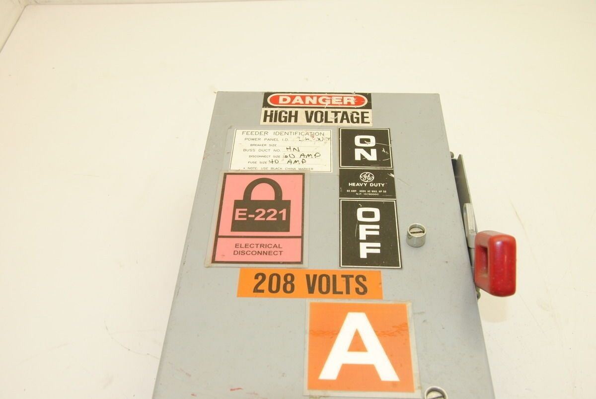 GE TH3362J Disconnect Switch, 600VAC, 250VDC, 60A
