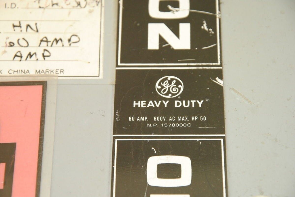 GE TH3362J Disconnect Switch, 600VAC, 250VDC, 60A