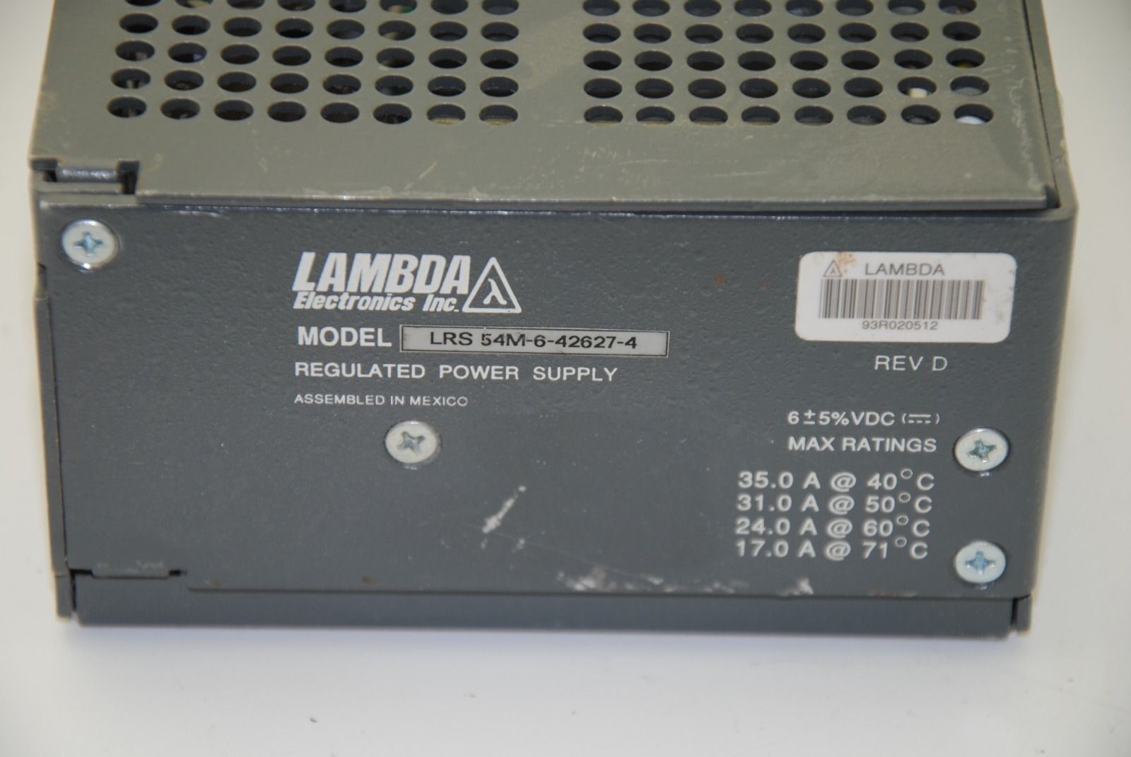 Lambda LRS 54M-6-42627-4, Regulated Power Supply w/ MRS-25 Ripple Filter