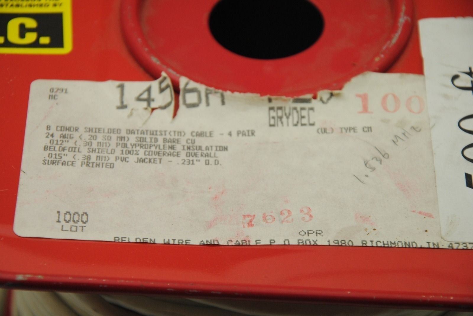 BELDEN 1456A F2V, 8 Conductor Datatwist Cable, 4Pair 24AWG 275Ft.(approx)