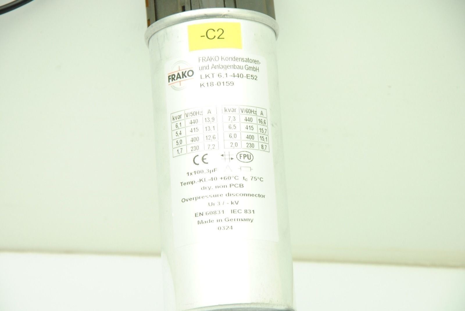 FRAKO LKT6 1-440-E52 Electrical Inductor Reactor Overpressure Disconnector