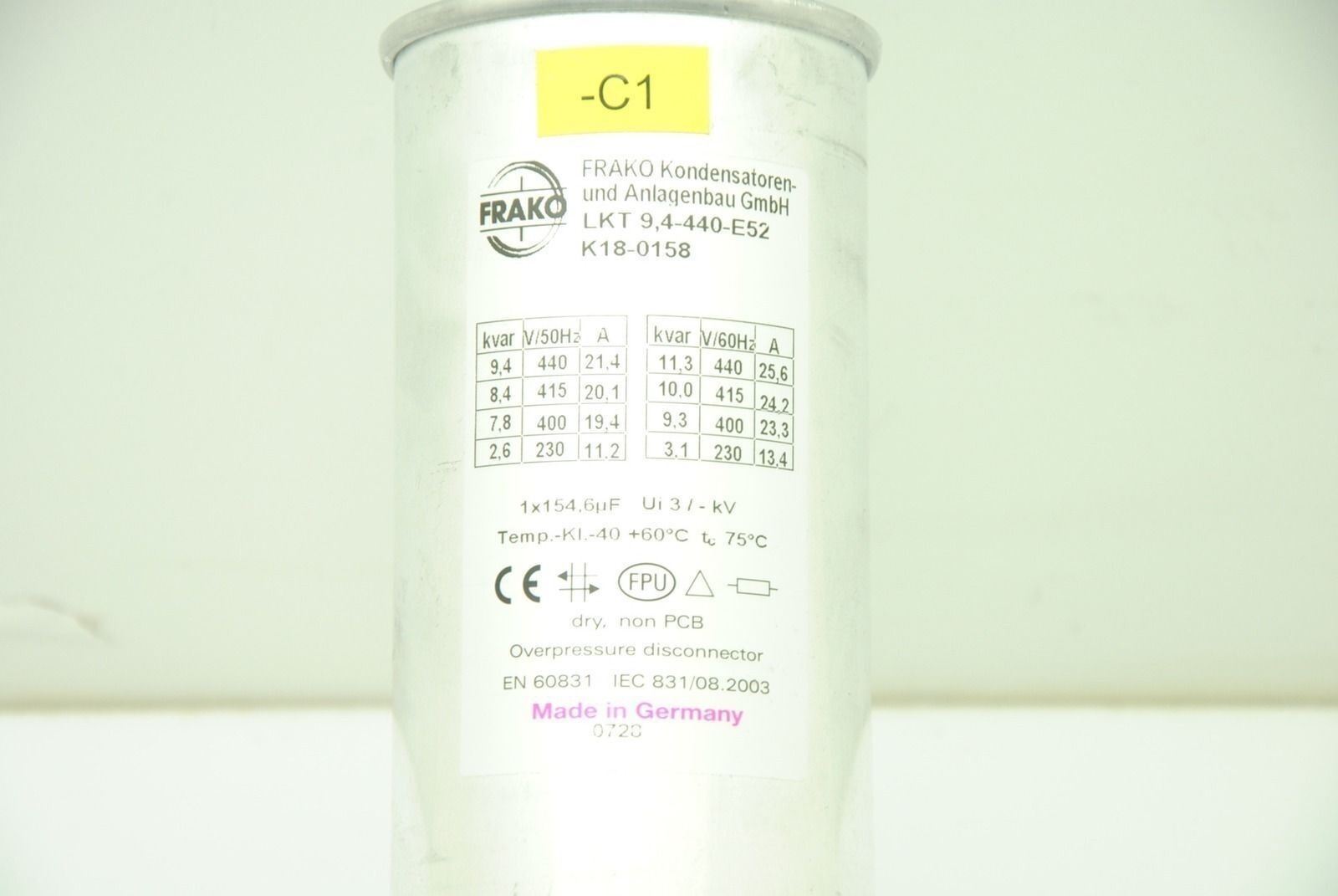 FRAKO LKT 9, 4-440-E52 Electrical Inductor Reactor Overpressure Disconnector