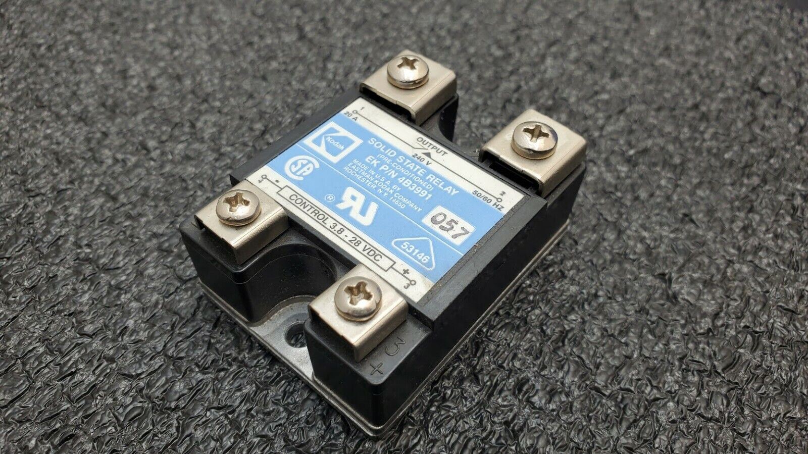 Kodak 4B3991 Solid State Relay, 240V 20A Output, 50/60Hz 3.8-28VDC Control