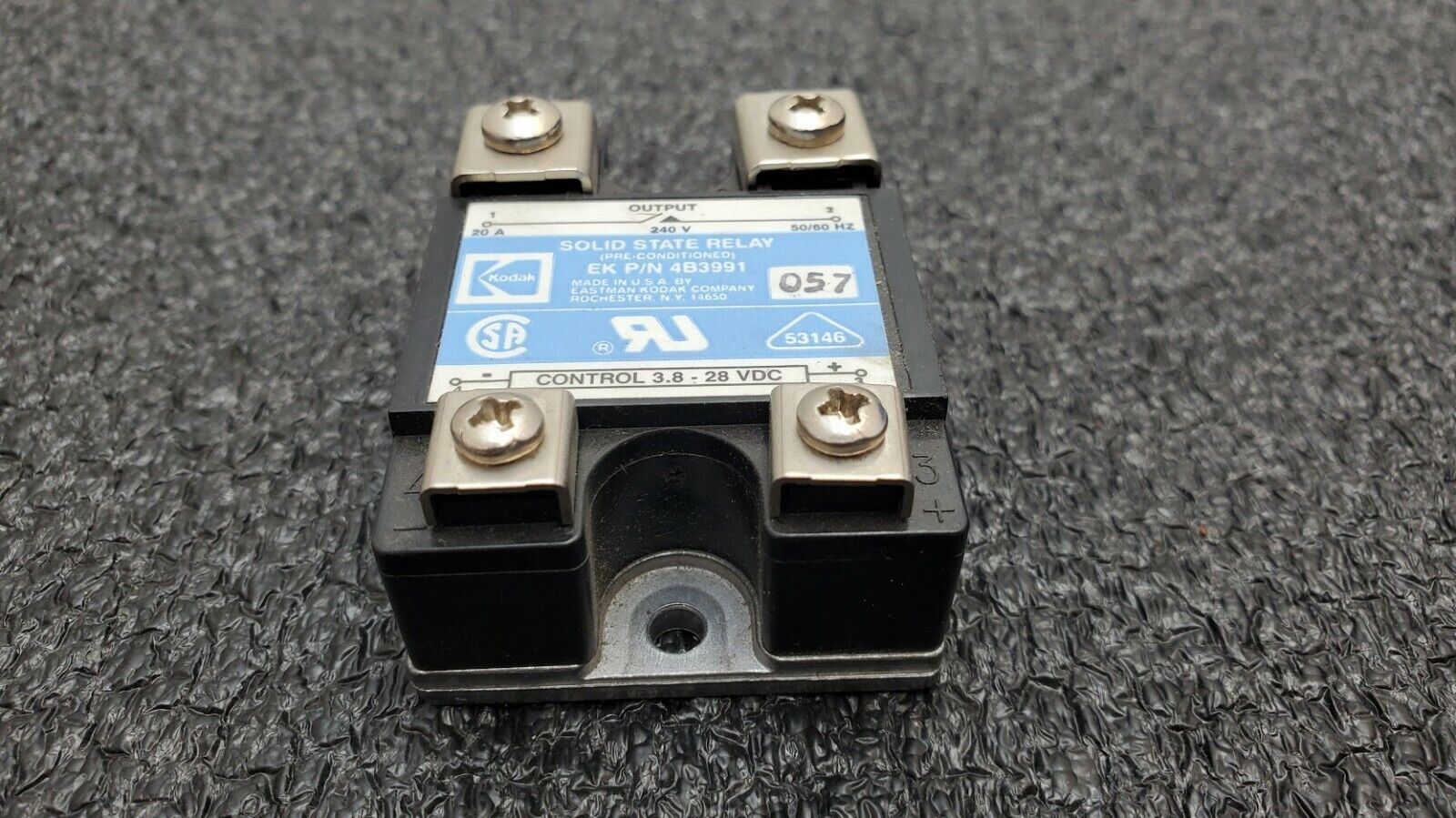 Kodak 4B3991 Solid State Relay, 240V 20A Output, 50/60Hz 3.8-28VDC Control