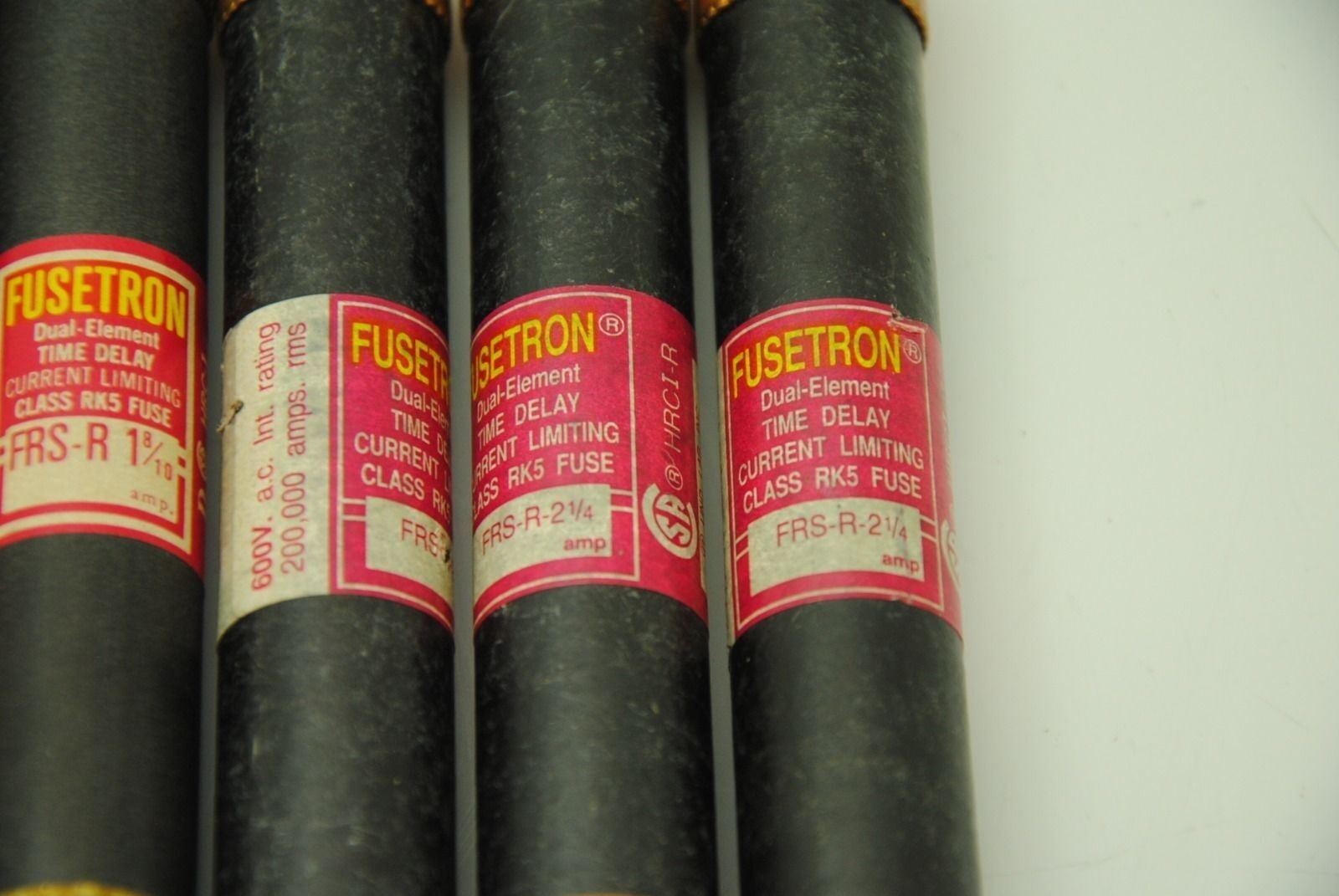 Bussman Fusetron (5) FRS-R 1 8/10 Amp (3) FRS-R-2 1/4 Amp, Lot of 8 Fuses